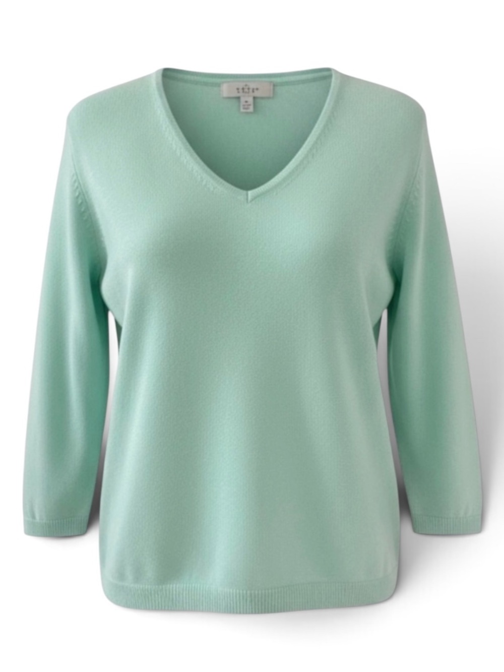 EP Pro Mint Green V-Neck 3/4 Sleeve Knit Sweater Size Small